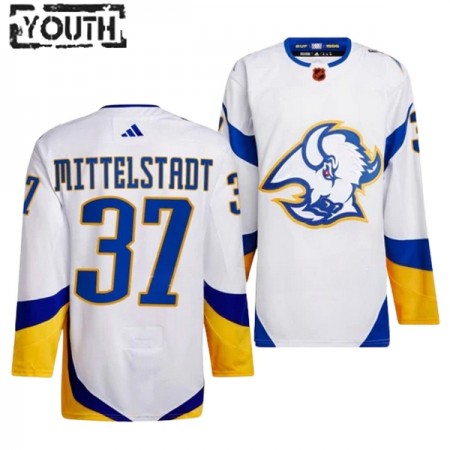 Buffalo Sabres Casey Mittelstadt 37 Adidas 2022-23 Reverse Retro 2.0 Weiss Trikot Authentic - Kinder